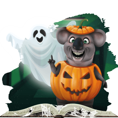 Kev the Koala and the Fair Ghost during Halloween